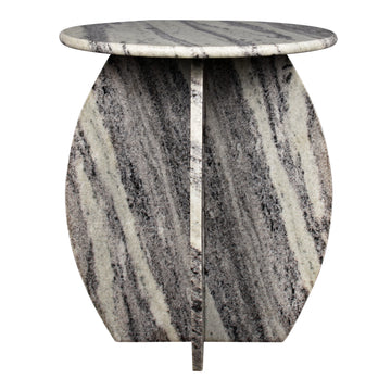 Venus 15" Contemporary Natural Marble Handmade X-Shaped End Table - JONATHAN Y